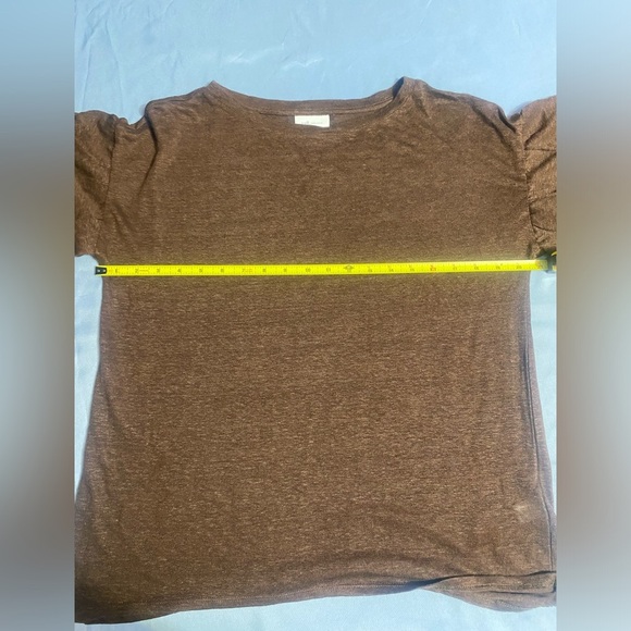 J. Jill 100% Linen Brown Short Sleeve T-Shirt Relaxed Fit - Picture 6 of 13